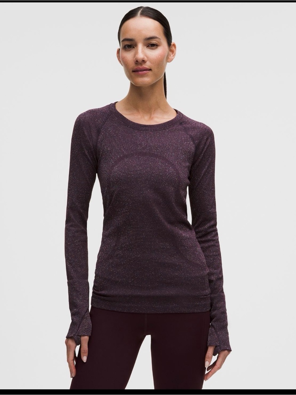 lululemon athletica Long-Sleeve Shimmer Top in Plum